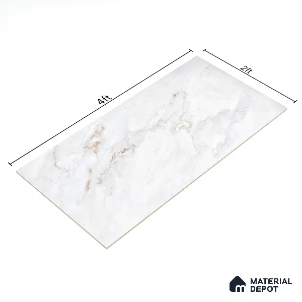 Endless Floor & Wall Tile TL 06280  Swista Snow 4 ft x 2 ft Vitrified Glossy Finish - 9 mm (Random Design 4) | Suitable for Living Room, Bedroom, Bathroom & Kitchen (Sample)