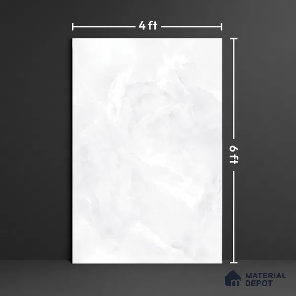 Endless Marble Floor & Wall Tile TL 06619 White Onyx 6 ft x 4 ft Glossy Finish Vitrified Large Format Tile - 9 mm | 3 Random Design | Suitable for Living Room, Bedroom, Bathroom | Adhesive and Spacers Must be Used During Installation (Sample)