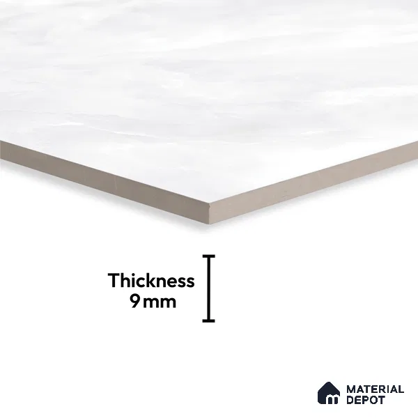 Endless Marble Floor & Wall Tile TL 06619 White Onyx 6 ft x 4 ft Glossy Finish Vitrified Large Format Tile - 9 mm | 3 Random Design | Suitable for Living Room, Bedroom, Bathroom | Adhesive and Spacers Must be Used During Installation (Sample)