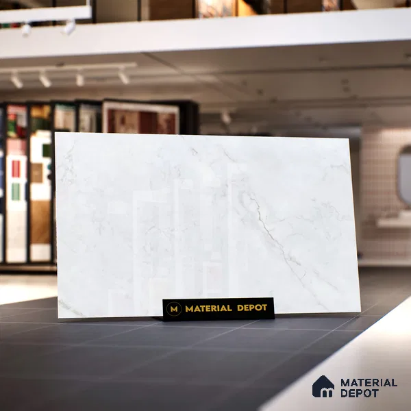 Endless Marble Wall & Floor Tile TL 06620 Snow Ice 6 ft x 4 ft Glossy Finish Vitrified Large Format Tile - 9 mm | 2 Random Design | Suitable for Living Room, Bedroom, Bathroom | Adhesive and Spacers Must be Used During Installation (Sample)