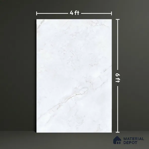 Endless Marble Wall & Floor Tile TL 06620 Snow Ice 6 ft x 4 ft Glossy Finish Vitrified Large Format Tile - 9 mm | 2 Random Design | Suitable for Living Room, Bedroom, Bathroom | Adhesive and Spacers Must be Used During Installation (Sample)