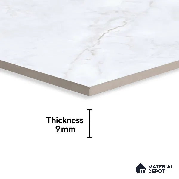 Endless Marble Wall & Floor Tile TL 06620 Snow Ice 6 ft x 4 ft Glossy Finish Vitrified Large Format Tile - 9 mm | 2 Random Design | Suitable for Living Room, Bedroom, Bathroom | Adhesive and Spacers Must be Used During Installation (Sample)