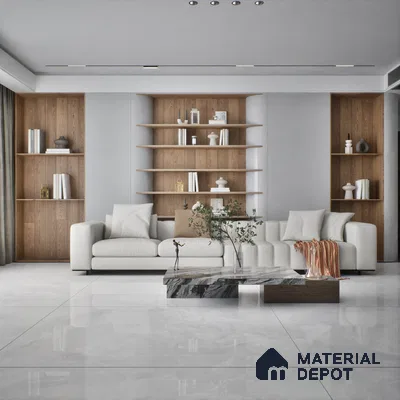 Endless Marble Wall & Floor Tile TL 06620 Snow Ice 6 ft x 4 ft Glossy Finish Vitrified Large Format Tile - 9 mm | 2 Random Design | Suitable for Living Room, Bedroom, Bathroom | Adhesive and Spacers Must be Used During Installation (Sample)