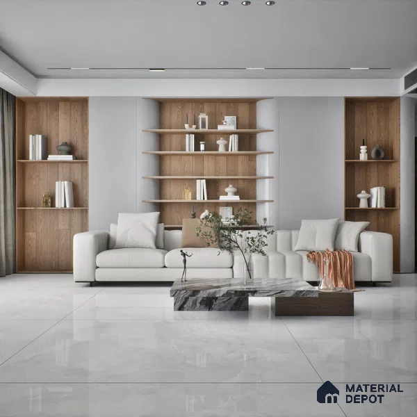 Endless Marble Wall & Floor Tile TL 06620 Snow Ice 6 ft x 4 ft Glossy Finish Vitrified Large Format Tile - 9 mm | 2 Random Design | Suitable for Living Room, Bedroom, Bathroom | Adhesive and Spacers Must be Used During Installation (Sample)