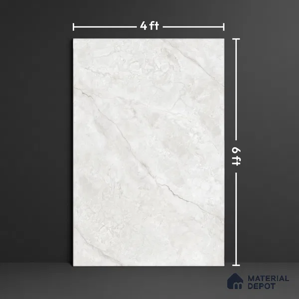 Large Format Marble Floor Tile TL 04405 Endless Prisma White Glossy Finish Vitrified Colorbody Tile - 15 mm | Suitable for Living Room, Bedroom, Office | Adhesive and Spacers Must be Used During Installation
