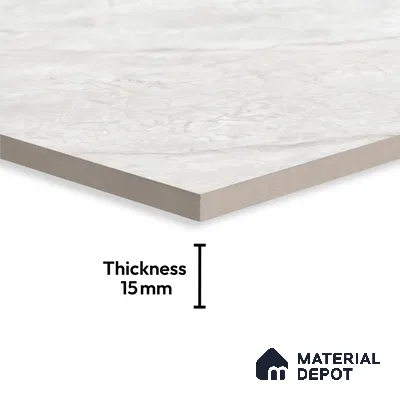 Large Format Marble Floor Tile TL 04405 Endless Prisma White Glossy Finish Vitrified Colorbody Tile - 15 mm | Suitable for Living Room, Bedroom, Office | Adhesive and Spacers Must be Used During Installation