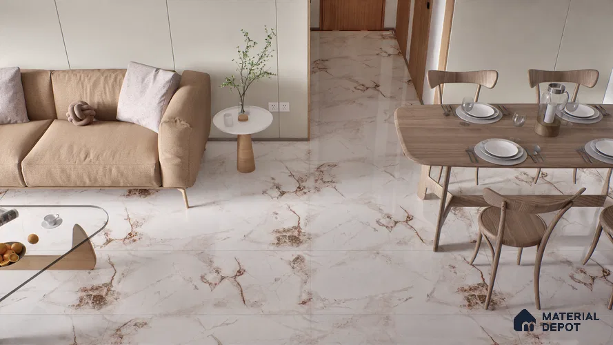 Endless Wall & Floor Tile TL 06194 Lumina Arctic Radiance 4 ft x 2 ft Vitrified Glossy Finish - 9 mm (Random Design 4) | Suitable for Living Room, Bedroom, Bathroom & Kitchen