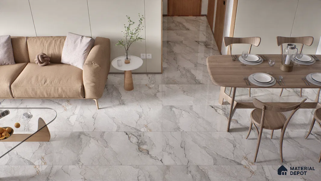 Endless Wall & Floor Tile TL 06200 Lumina Ivory Blossom 4 ft x 2 ft Vitrified Glossy Finish - 9 mm (Random Design 4) | Suitable for Living Room, Bedroom, Bathroom & Kitchen (Sample)