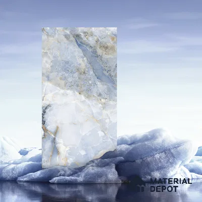 Budget Friendly Marble Wall & Floor Tile Value for Money TL 05938 B Terravia Azulora Onyx 4 ft x 2 ft - Vitrified  Glossy Finish - 8.5 mm | 3 Random Designs | Suitable for Living Room, Bedroom & Bathroom