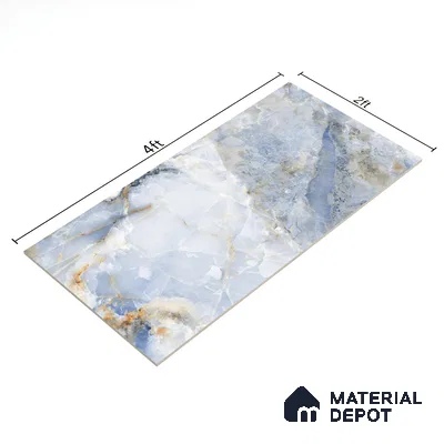 Budget Friendly Marble Wall & Floor Tile Value for Money TL 05938 B Terravia Azulora Onyx 4 ft x 2 ft - Vitrified  Glossy Finish - 8.5 mm | 3 Random Designs | Suitable for Living Room, Bedroom & Bathroom