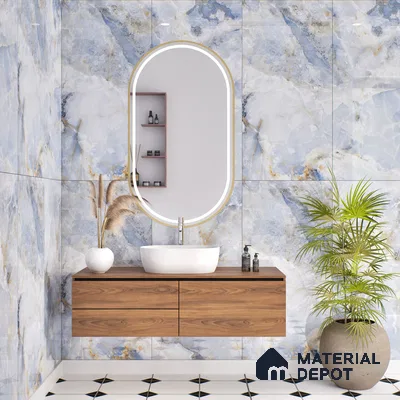 Budget Friendly Marble Wall & Floor Tile Value for Money TL 05938 B Terravia Azulora Onyx 4 ft x 2 ft - Vitrified  Glossy Finish - 8.5 mm | 3 Random Designs | Suitable for Living Room, Bedroom & Bathroom