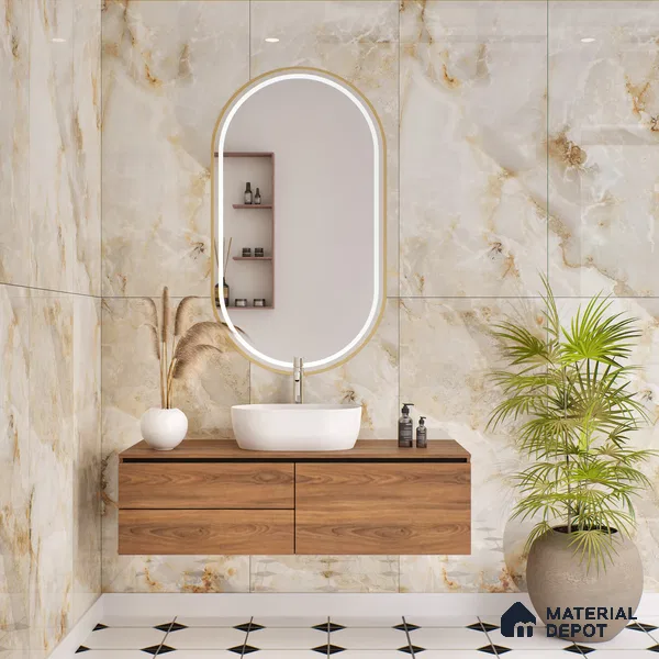 Budget Friendly Endless Wall & Floor Tile Value for Money TL 05938 Terravia Aurix Onyx 4 ft x 2 ft - Vitrified Endless Glossy Finish - 8.5 mm | 7 Random Designs | Suitable for Living Room, Bedroom & Bathroom