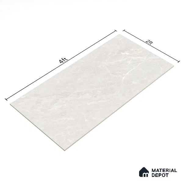 Budget Friendly Endless Wall & Floor Tile Value for Money TL 05949 Terravia Cruvian Bianco 4 ft x 2 ft - Vitrified Endless Glossy Finish - 8.5 mm | 4 Random Designs | Suitable for Living Room, Bedroom & Bathroom (Sample)
