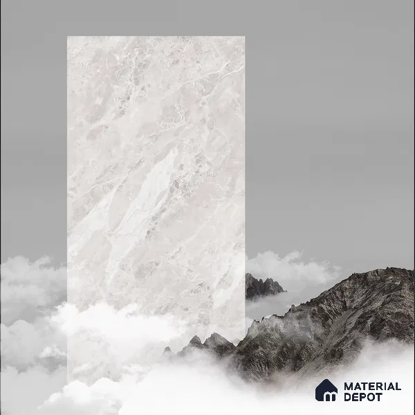 Budget Friendly Endless Wall & Floor Tile Value for Money TL 05957 Terravia Etavix Bianco 4 ft x 2 ft - Vitrified Endless Glossy Finish - 8.5 mm | 4 Random Designs | Suitable for Living Room, Bedroom & Bathroom (Sample)