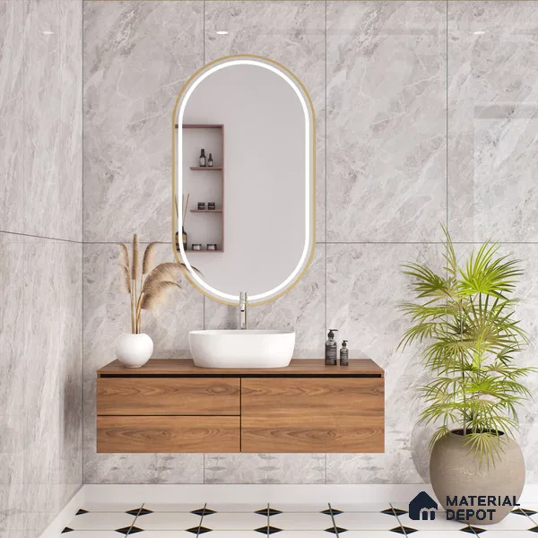 Budget Friendly Endless Wall & Floor Tile Value for Money TL 05957 Terravia Etavix Bianco 4 ft x 2 ft - Vitrified Endless Glossy Finish - 8.5 mm | 4 Random Designs | Suitable for Living Room, Bedroom & Bathroom (Sample)