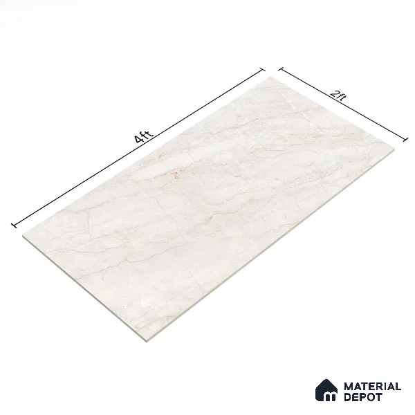 Budget Friendly Endless Wall & Floor Tile Value for Money TL 05953 Terravia Nextris Bianco 4 ft x 2 ft - Vitrified Endless Glossy Finish - 8.5 mm | 4 Random Designs | Suitable for Living Room, Bedroom & Bathroom