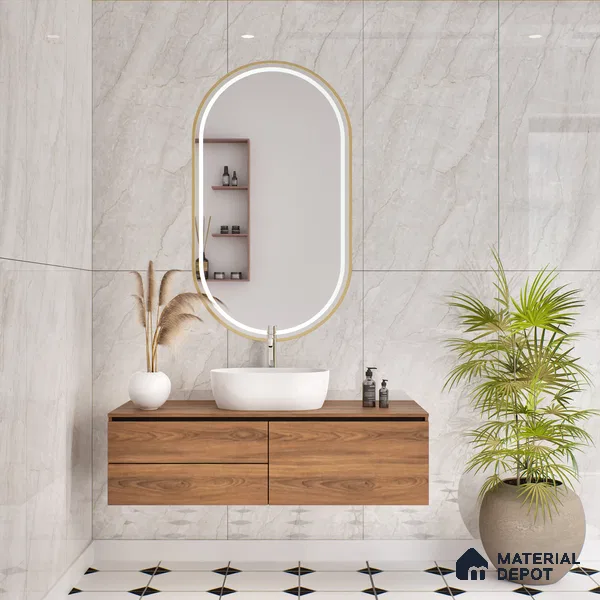 Budget Friendly Endless Wall & Floor Tile Value for Money TL 05953 Terravia Nextris Bianco 4 ft x 2 ft - Vitrified Endless Glossy Finish - 8.5 mm | 4 Random Designs | Suitable for Living Room, Bedroom & Bathroom