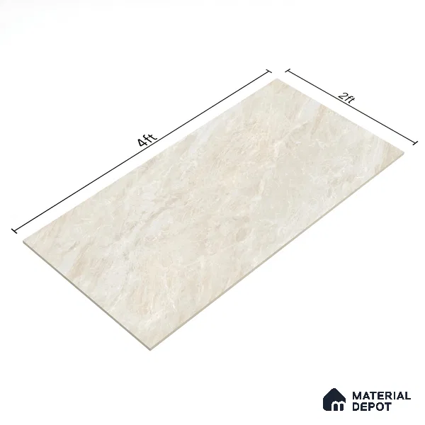 Budget Friendly Endless Wall & Floor Tile Value for Money TL 05951 Terravia Recton 4 ft x 2 ft - Vitrified Endless Glossy Finish - 8.5 mm | 4 Random Designs | Suitable for Living Room, Bedroom & Bathroom