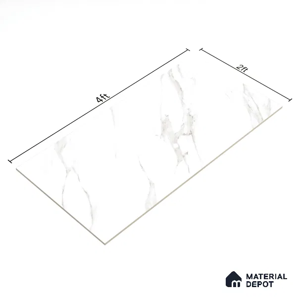 Budget Friendly Endless Wall & Floor Tile Value for Money TL 05964 Terravia Stellario Statuario 4 ft x 2 ft - Vitrified Endless Glossy Finish - 8.5 mm | 4 Random Designs | Suitable for Living Room, Bedroom & Bathroom (Sample)