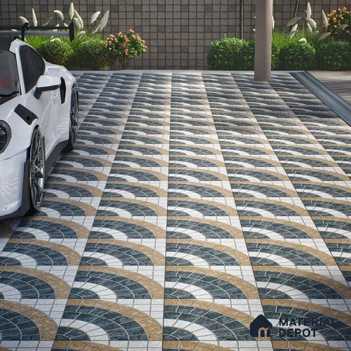 Parking Floor Tile TL 07578 Espresso Veil | 16 x 16 inch | Anti Slip Matte Finish Heavy Duty Vitrified Tile - 12 mm | Suitable For High Traffic Areas, Terrace, Balcony | Pattern Alignment May Vary | 2-3 mm Spacer is Mandatory