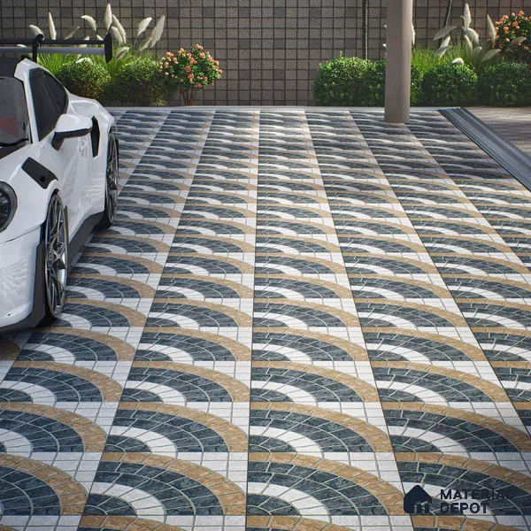 Parking Floor Tile TL 07578 Espresso Veil | 16 x 16 inch | Anti Slip Matte Finish Heavy Duty Vitrified Tile - 12 mm | Suitable For High Traffic Areas, Terrace, Balcony | Pattern Alignment May Vary | 2-3 mm Spacer is Mandatory