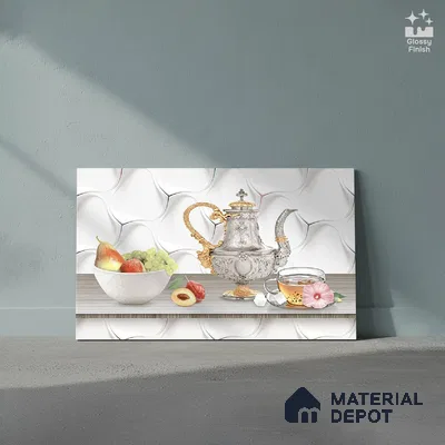 TL 01911 B Ice White & Grey Highlighter 1 18 x 12 inch Glossy Finish Ceramic Wall Tile - 6 mm