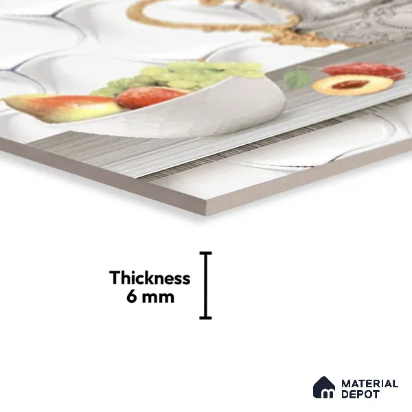 TL 01911 B Ice White & Grey Highlighter 1 18 x 12 inch Glossy Finish Ceramic Wall Tile - 6 mm