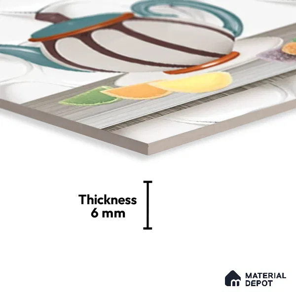 TL 01911 C Ice White & Green Highlighter 2 18 x 12 inch Glossy Finish Ceramic Wall Tile - 6 mm