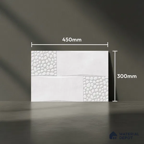 TL 01947 A Everest White Light 18 x 12 inch Glossy Finish Ceramic Wall Tile - 6 mm