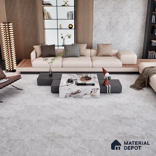Marble Wall & Floor Tile | TL 00998 Evon Silver | 4 ft x 2 ft Matte Finish Vitrified Tile - 9 mm | Suitable For Living Room, Bedroom, Bathroom | Random Designs