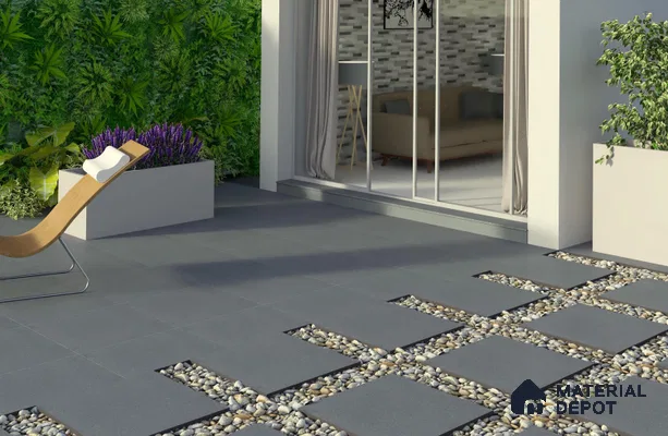 Terrazzo Floor Tile TL 00003 Polo Grey 600 x 600 mm Plain Look Matte Finish Anti Skid Outdoor Vitrified Parking Tile - 12 mm