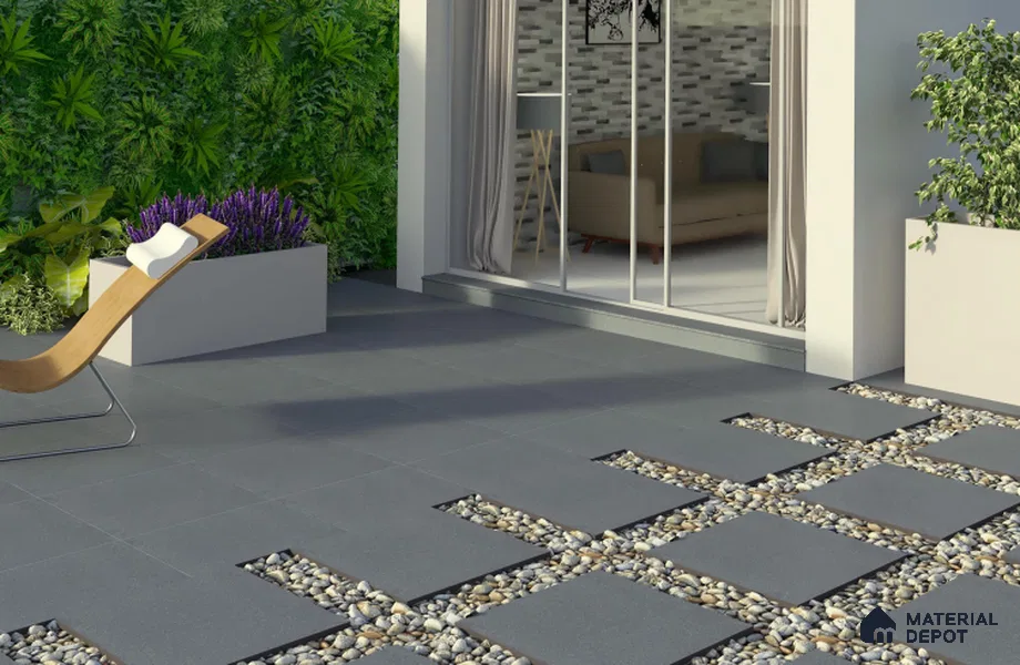 Terrazzo Floor Tile TL 00003 Polo Grey 600 x 600 mm Plain Look Matte Finish Anti Skid Outdoor Vitrified Parking Tile - 12 mm