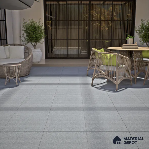 Terrazzo Floor Tile TL 00003 Polo Grey 600 x 600 mm Plain Look Matte Finish Anti Skid Outdoor Vitrified Parking Tile - 12 mm