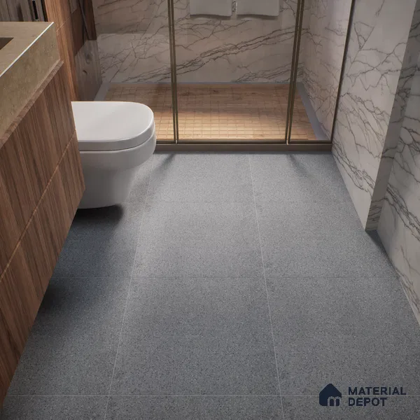 Terrazzo Floor Tile TL 00003 Polo Grey 600 x 600 mm Plain Look Matte Finish Anti Skid Outdoor Vitrified Parking Tile - 12 mm
