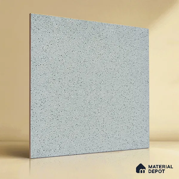 Terrazzo Floor Tile TL 00002 Polo Silver 600 x 600 mm Plain Look Matte Finish Anti Skid Outdoor Vitrified Parking Tile - 12 mm