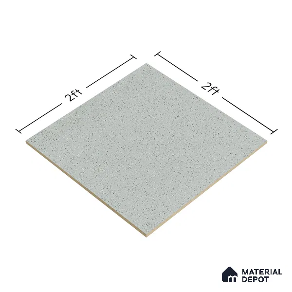 Terrazzo Floor Tile TL 00002 Polo Silver 600 x 600 mm Plain Look Matte Finish Anti Skid Outdoor Vitrified Parking Tile - 12 mm