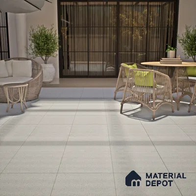 Terrazzo Floor Tile TL 00002 Polo Silver 600 x 600 mm Plain Look Matte Finish Anti Skid Outdoor Vitrified Parking Tile - 12 mm
