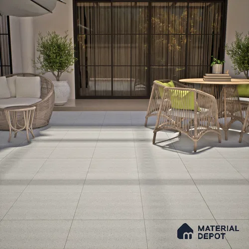 Terrazzo Floor Tile TL 00002 Polo Silver 600 x 600 mm Plain Look Matte Finish Anti Skid Outdoor Vitrified Parking Tile - 12 mm