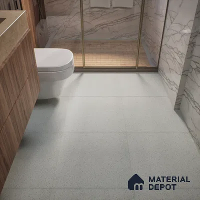 Terrazzo Floor Tile TL 00002 Polo Silver 600 x 600 mm Plain Look Matte Finish Anti Skid Outdoor Vitrified Parking Tile - 12 mm