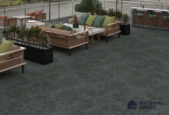 Stone Floor Tile TL 00005 Alaska Ebony 2 ft x 2 ft Matte Finish Anti Skid Vitrified Tile - 12 mm  | Suitable for Balcony, Terrace & Coutyard