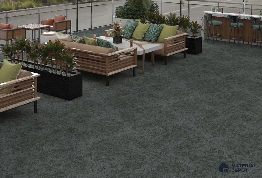 Stone Floor Tile TL 00005 Alaska Ebony 2 ft x 2 ft Matte Finish Anti Skid Vitrified Tile - 12 mm | Suitable for Balcony, Terrace & Coutyard