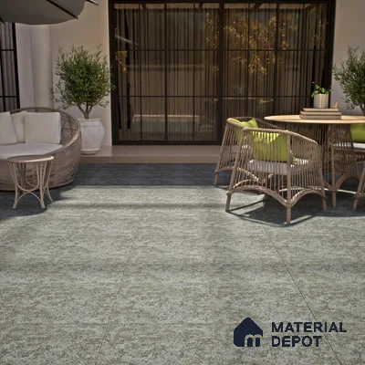 Stone Floor Tile TL 00005 Alaska Ebony 2 ft x 2 ft Matte Finish Anti Skid Vitrified Tile - 12 mm  | Suitable for Balcony, Terrace & Coutyard