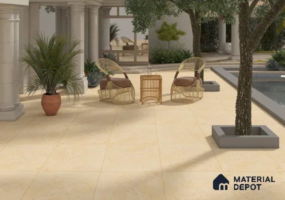 TL 00006 Alaska Ivory 600 x 600 mm Punch Look Matte Finish Anti Skid Outdoor Vitrified Parking Tile - 12 mm