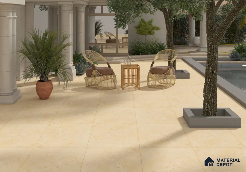 TL 00006 Alaska Ivory 600 x 600 mm Punch Look Matte Finish Anti Skid Outdoor Vitrified Parking Tile - 12 mm