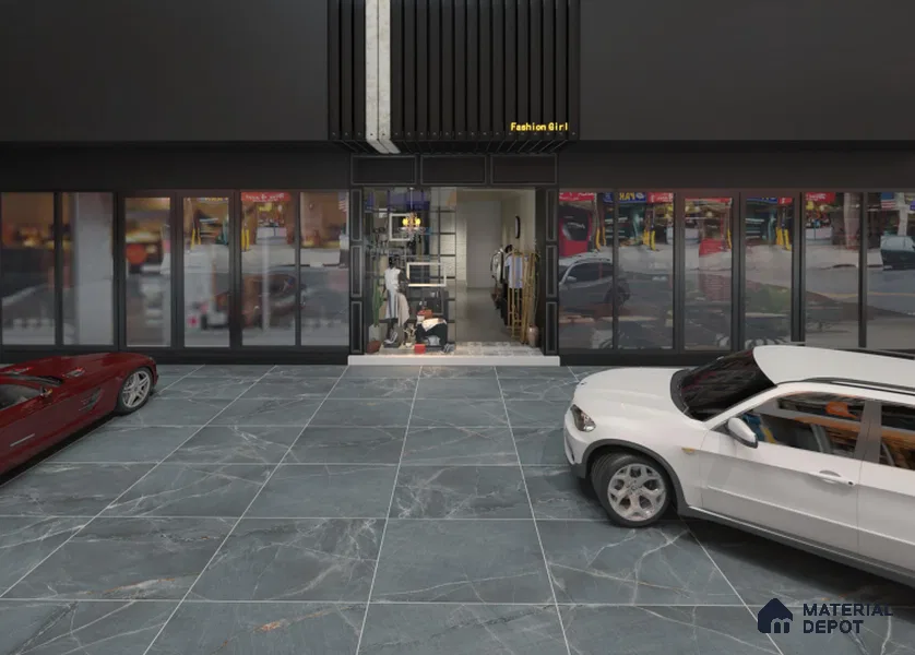 TL 00008 Latina Slate Nero 600 x 600 mm Punch Look Matte Finish Anti Skid Outdoor Vitrified Parking Tile - 12 mm