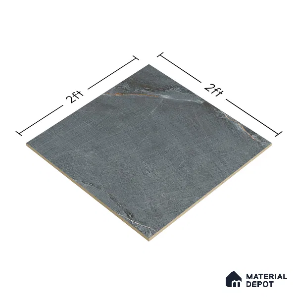 TL 00008 Latina Slate Nero 600 x 600 mm Punch Look Matte Finish Anti Skid Outdoor Vitrified Parking Tile - 12 mm