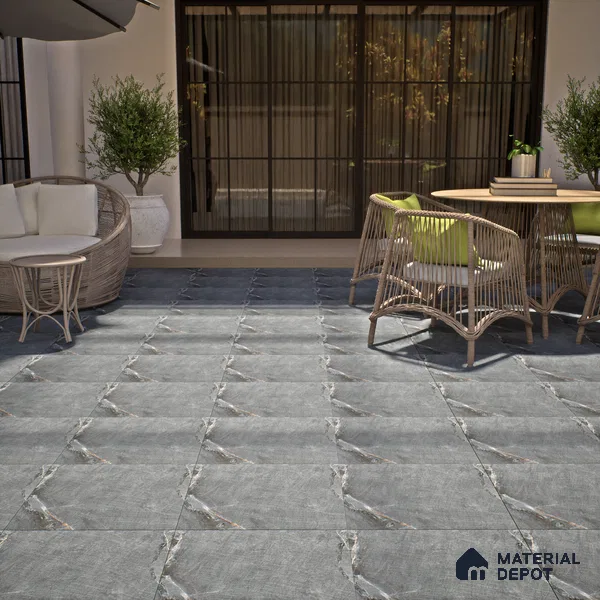 TL 00008 Latina Slate Nero 600 x 600 mm Punch Look Matte Finish Anti Skid Outdoor Vitrified Parking Tile - 12 mm