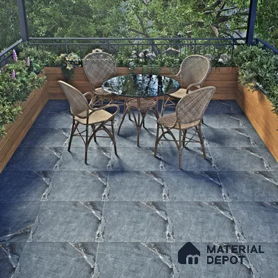 TL 00008 Latina Slate Nero 600 x 600 mm Punch Look Matte Finish Anti Skid Outdoor Vitrified Parking Tile - 12 mm