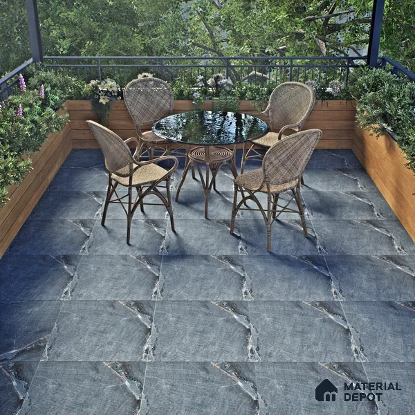 TL 00008 Latina Slate Nero 600 x 600 mm Punch Look Matte Finish Anti Skid Outdoor Vitrified Parking Tile - 12 mm