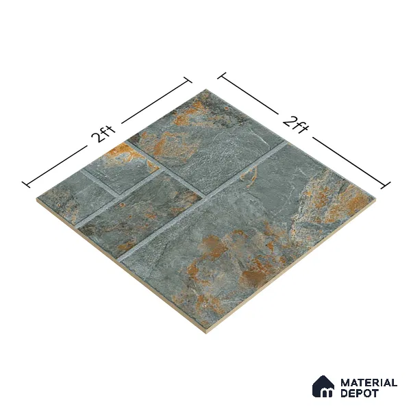 Stone Floor Tile TL 00010 Venice Stone 2 ft x 2 ft Matte Finish Anti Skid Vitrified Tile - 12 mm | Suitable for Balcony, Terrace & Coutyard